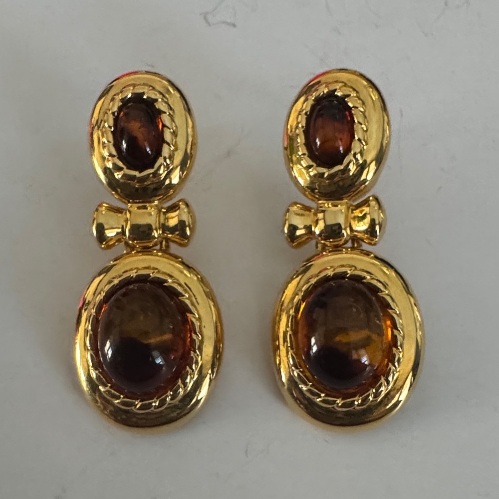 Monet Gold and Deep Brown Earrings